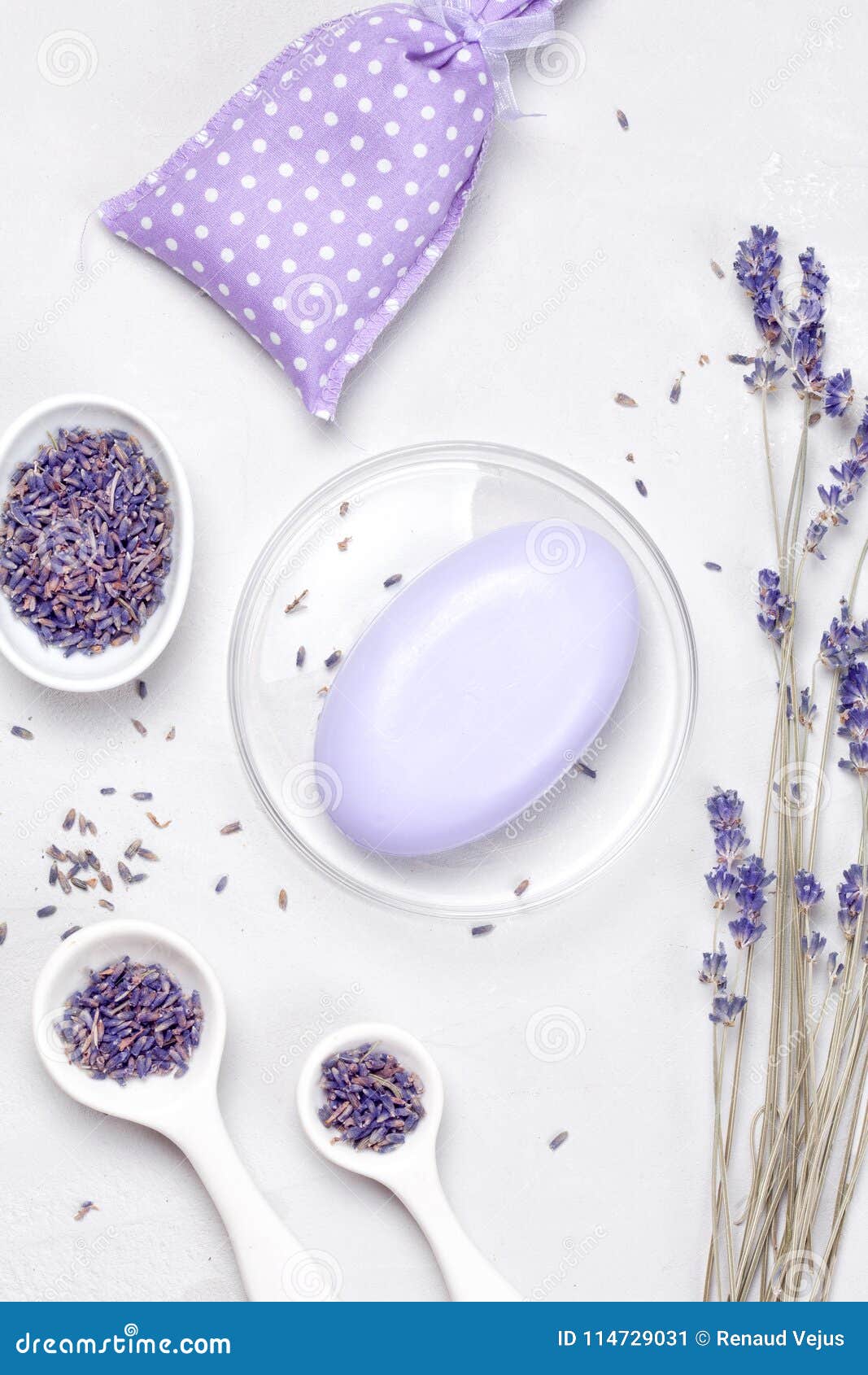 Lavender προϊόντα προσοχής σωμάτων Aromatherapy, SPA και φυσική έννοια υγειονομικής περίθαλψης Πρότυπο