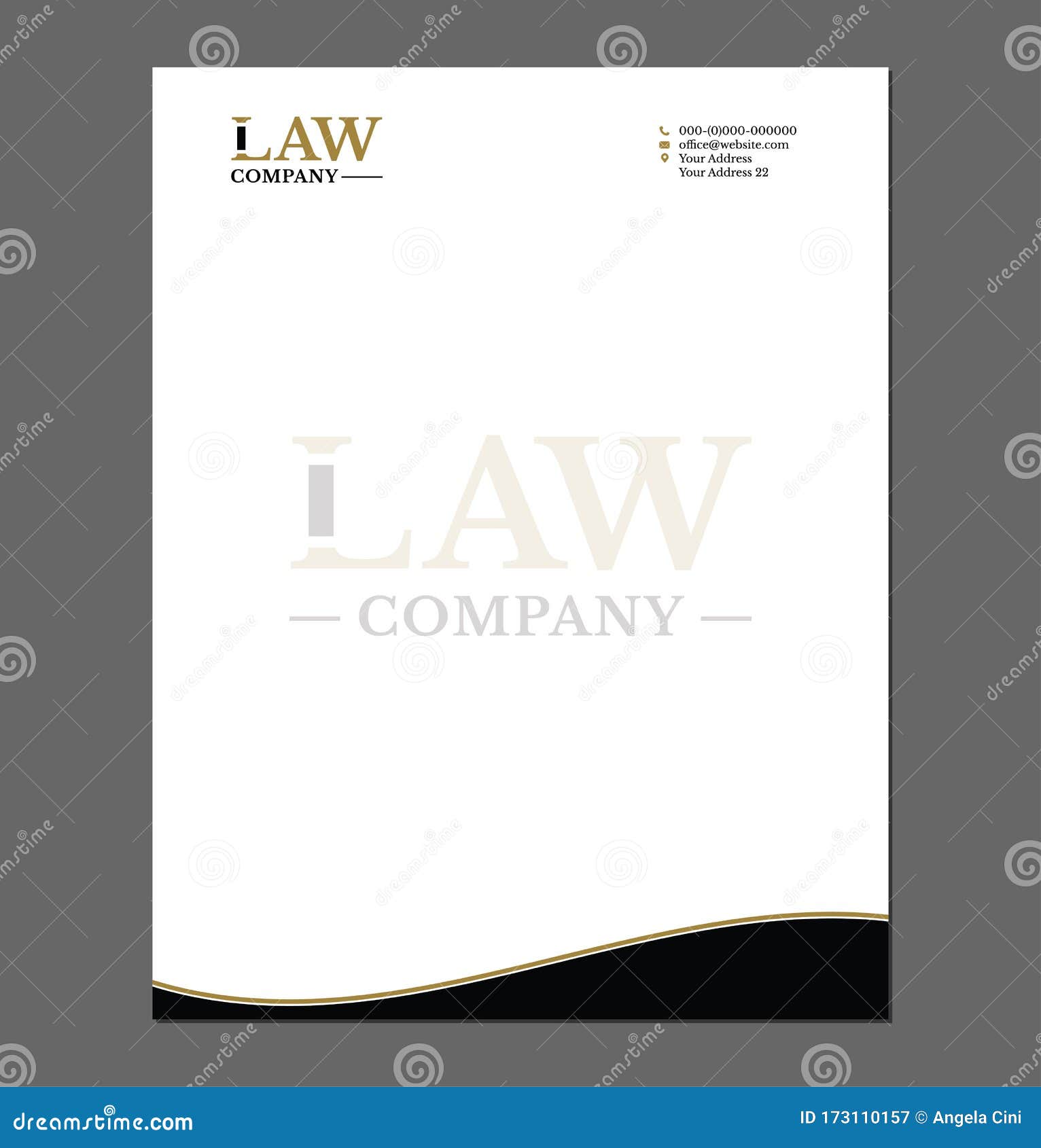 Law Or Attorney Letterhead Template For Print With Logo Vector