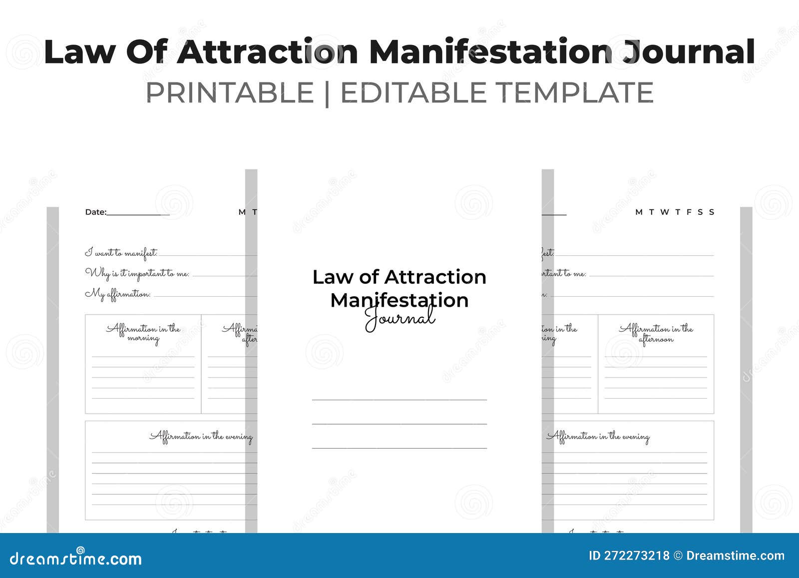 Law of Attraction Manifestation Journal KDP Interior Stock Vector