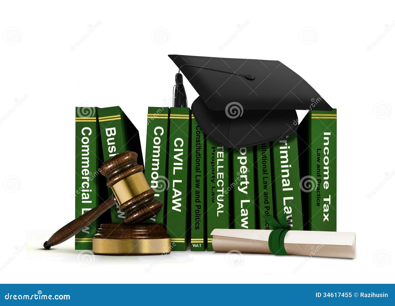 Law Books With Mortarboard And Scroll Royalty Free Stock Photo Image 34617455