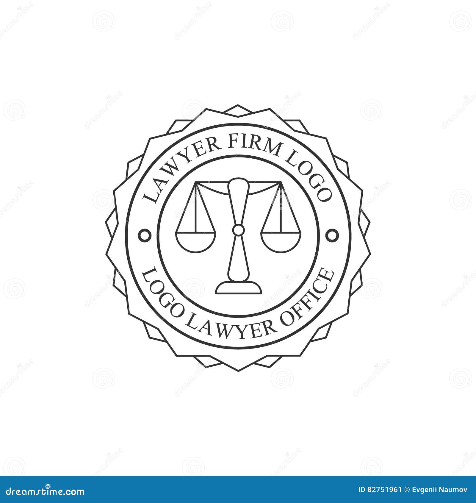 Law Firm and Lawyer Office Black and White Logo Round Stamp Shape