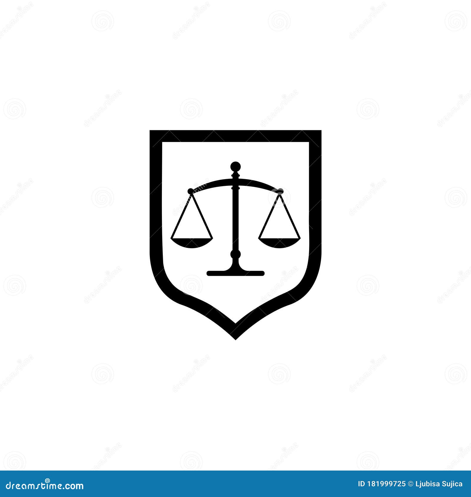 Law Firm And Shield Icon. Shield Justice Icon Isolated On White ...