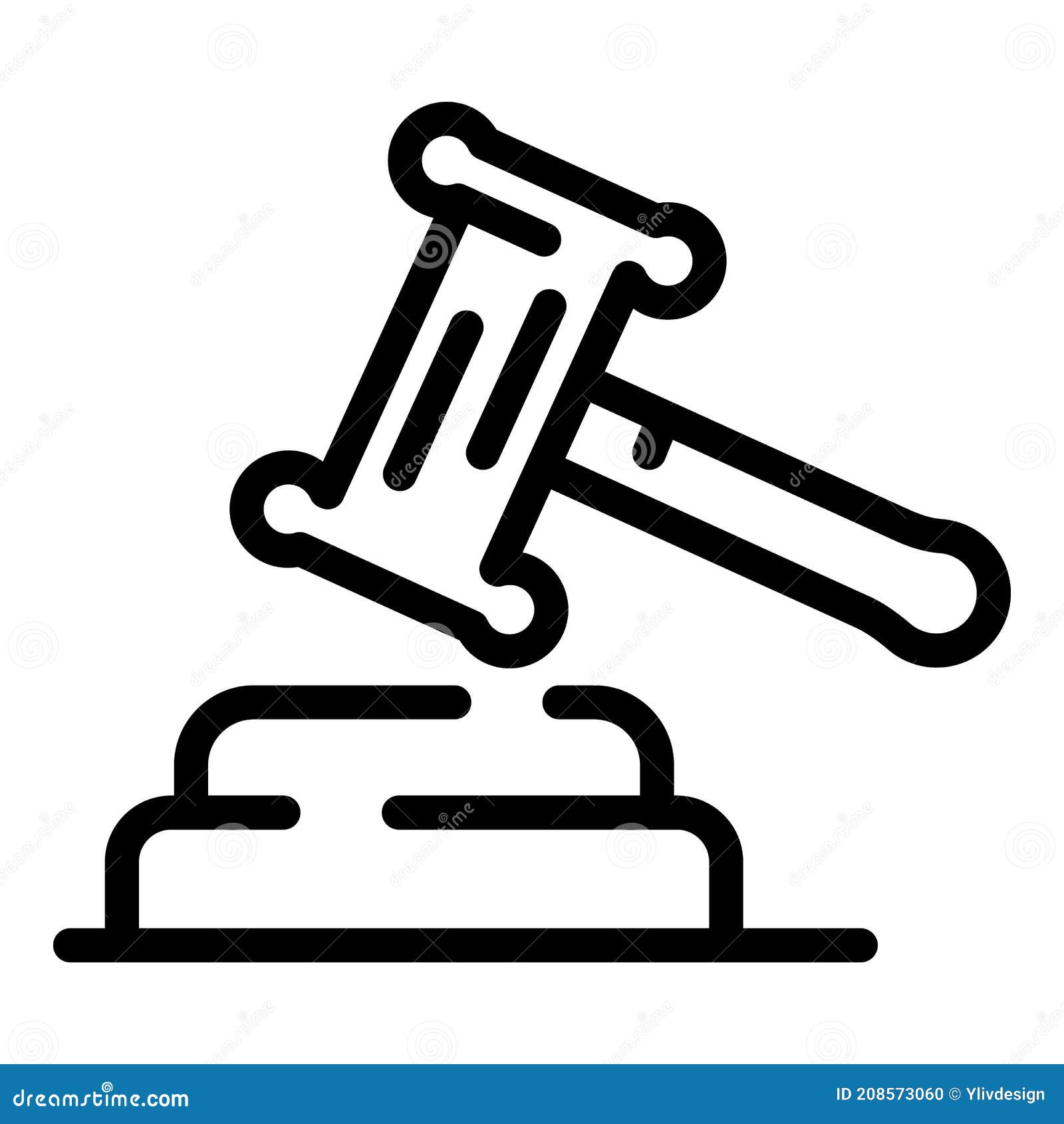 Law Hammer Icon, Outline Style Stock Vector Illustration of
