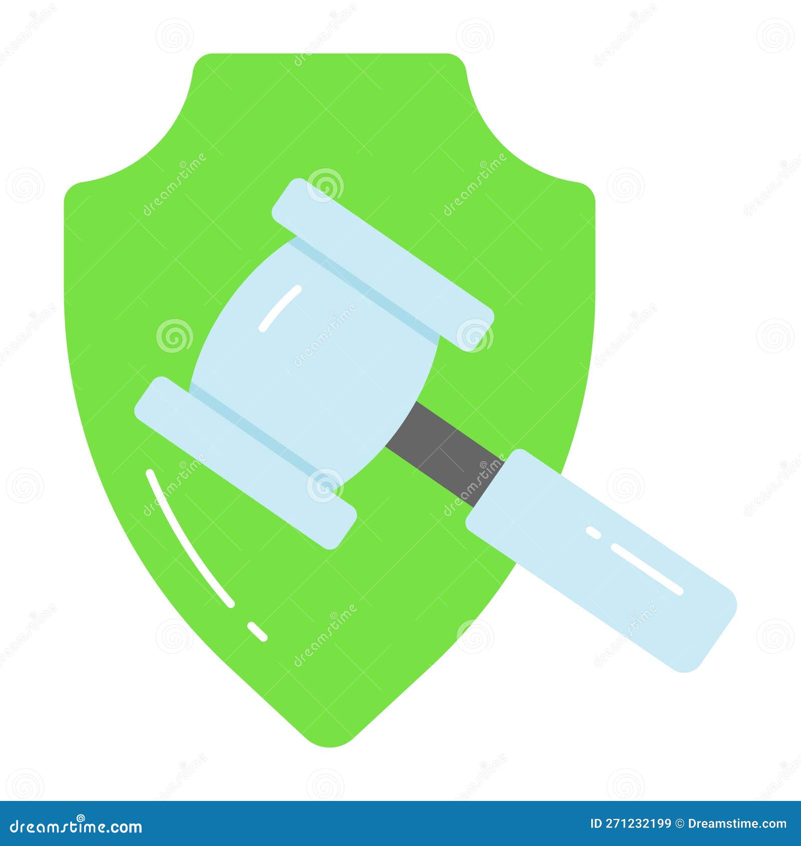 Law Hammer with Protection Shield Vector Design of Protection Law Stock