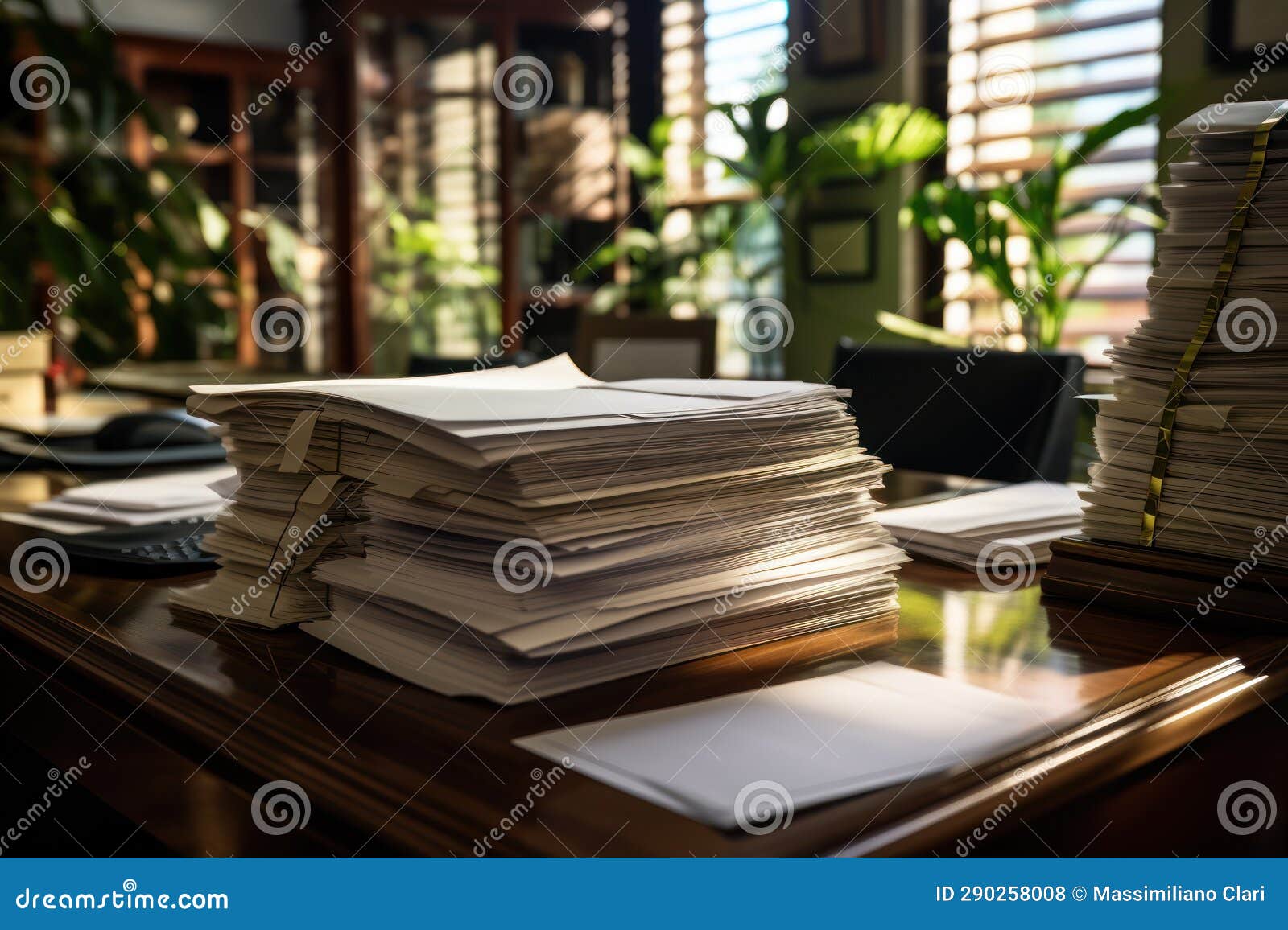 A Law Office with a Stack of Legal Documents, Illustrating Its