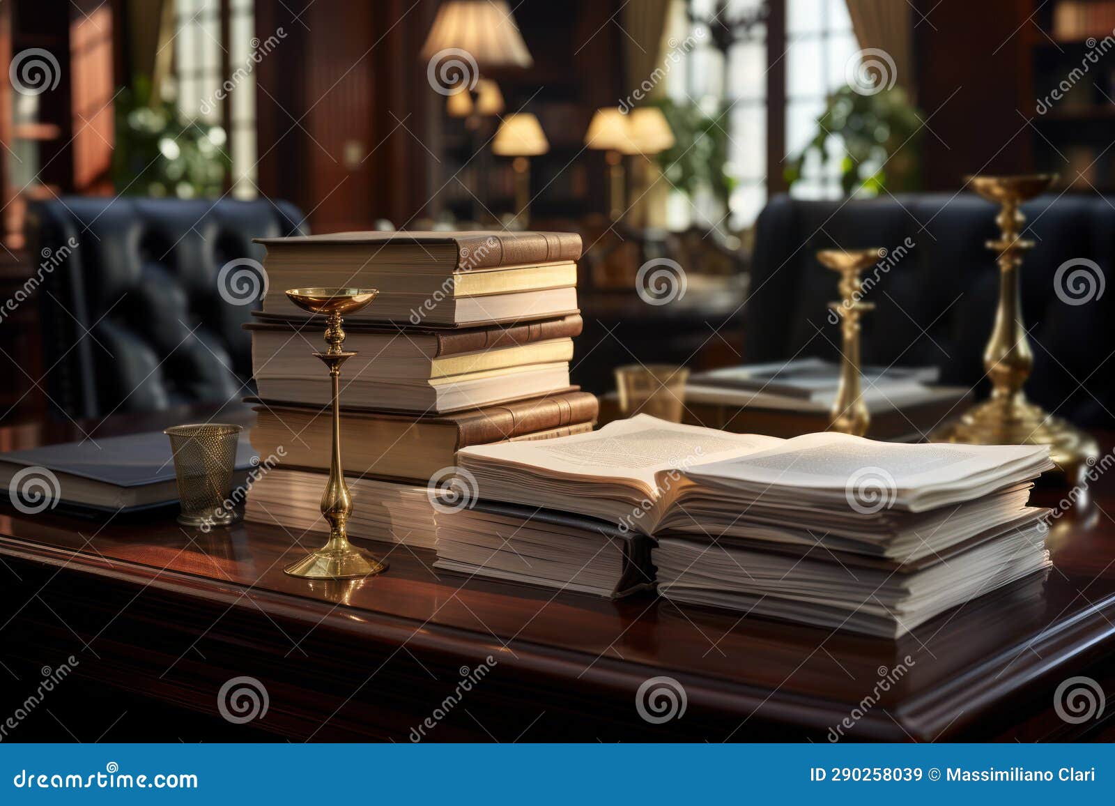 A Law Office with a Stack of Legal Documents, Illustrating Its