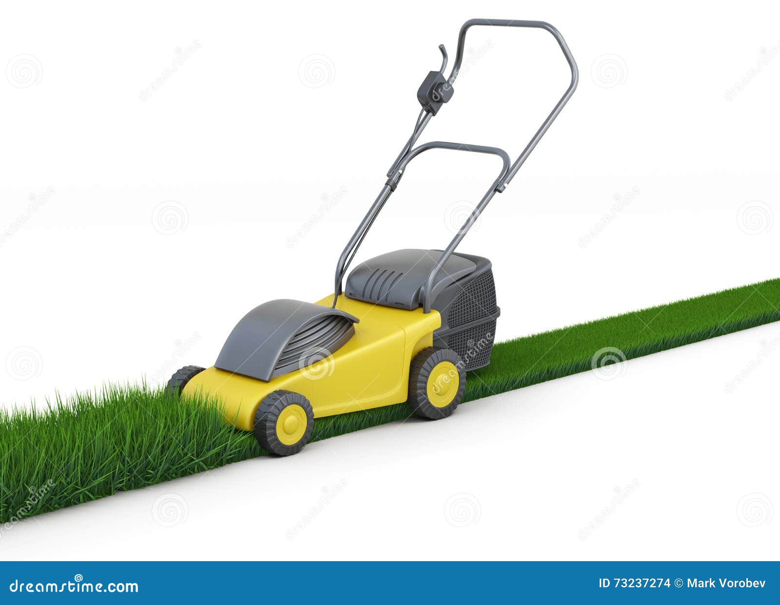 Lawn Mower Cutting Grass On White Background. 3D Rendering Stock  Illustration - Illustration Of Machine, Mulching: 73237274