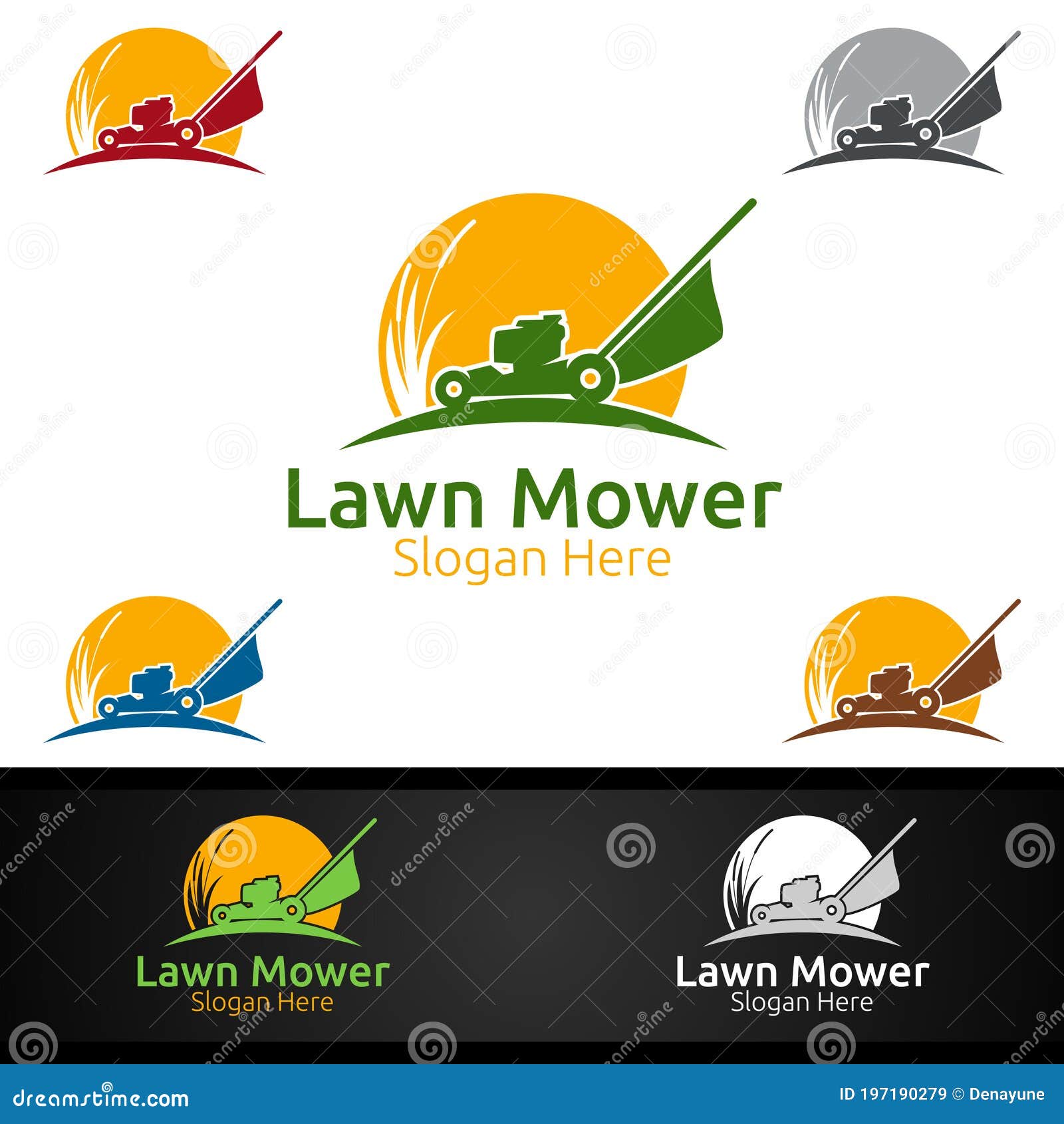 lawn mower logo for lawn mowing gardener 