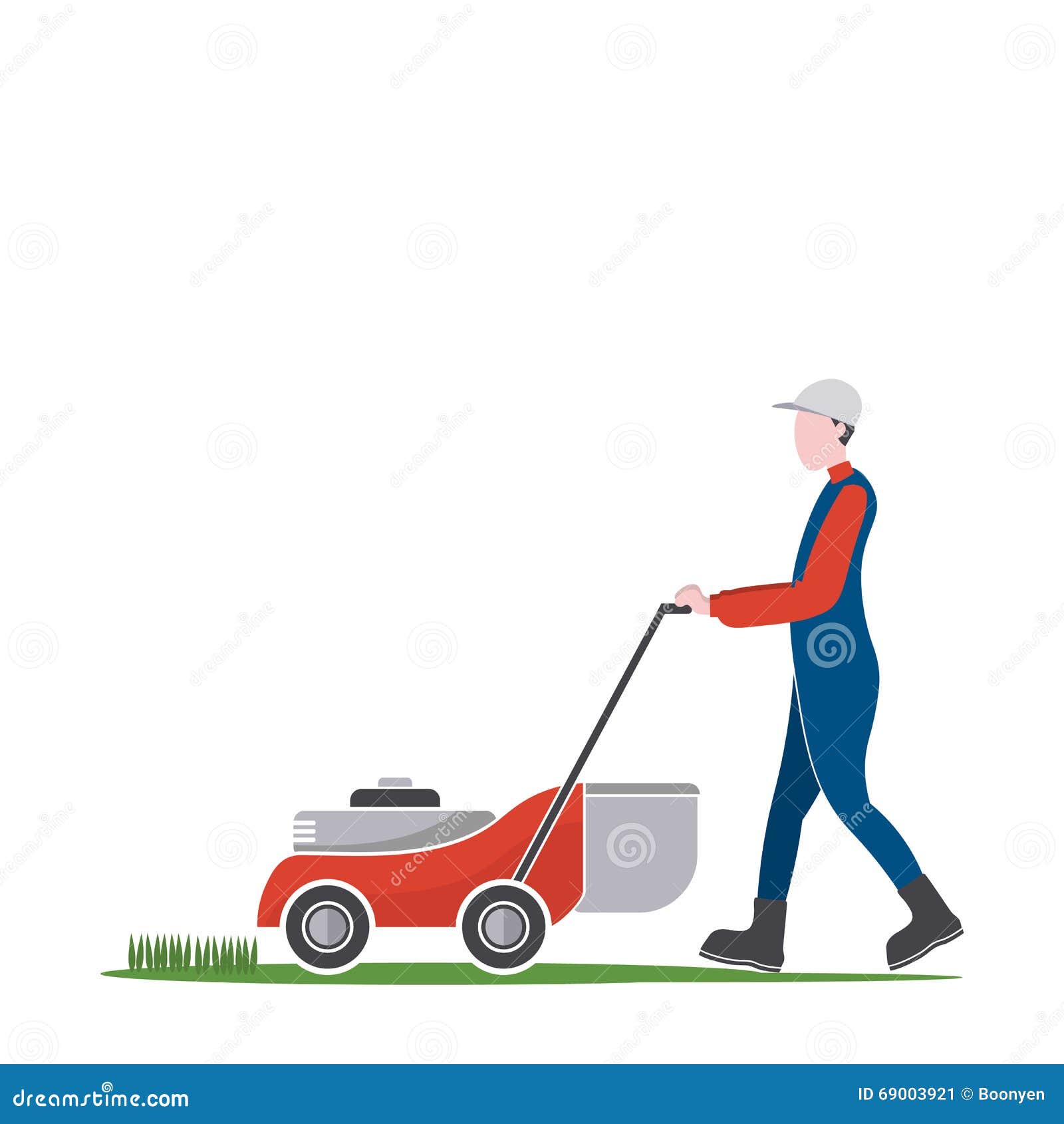 Lawn Mower Man Cutting Grass, Backyard Jobs Stock Vector Illustration of lawnmower, cutter