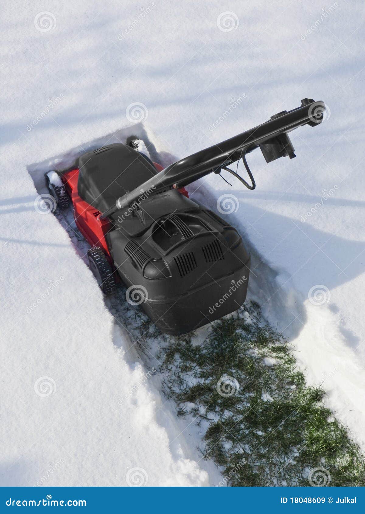 Lawn mower in the winter stock image. Image of cold, black 18048609