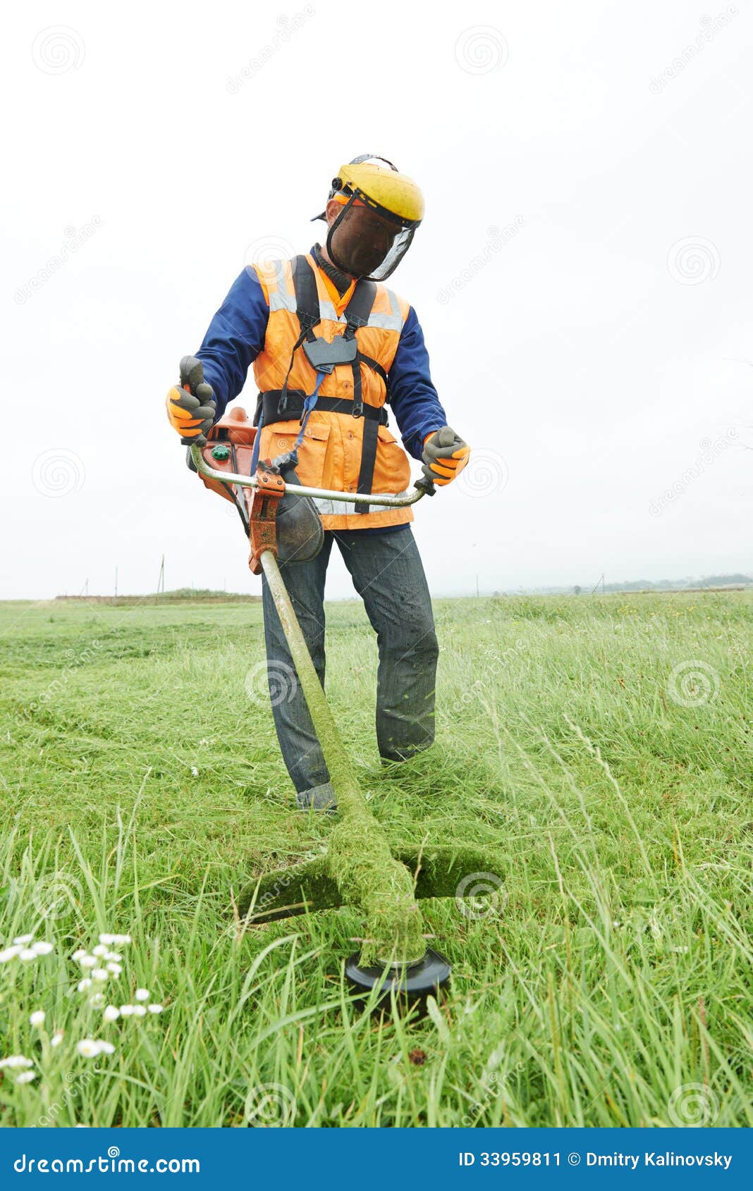 Lawn mower worker stock image. Image of garden, cutting