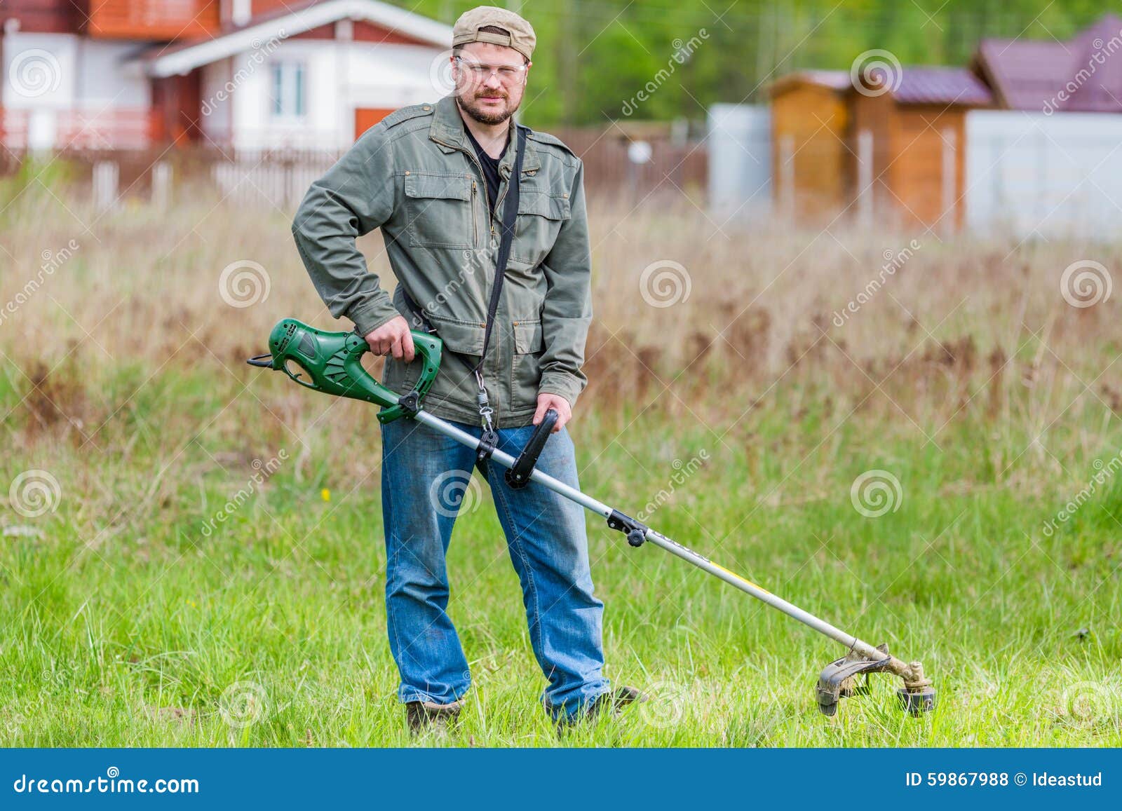 Lawnmower man stock photo. Image of mowing, lawnmower 59867988