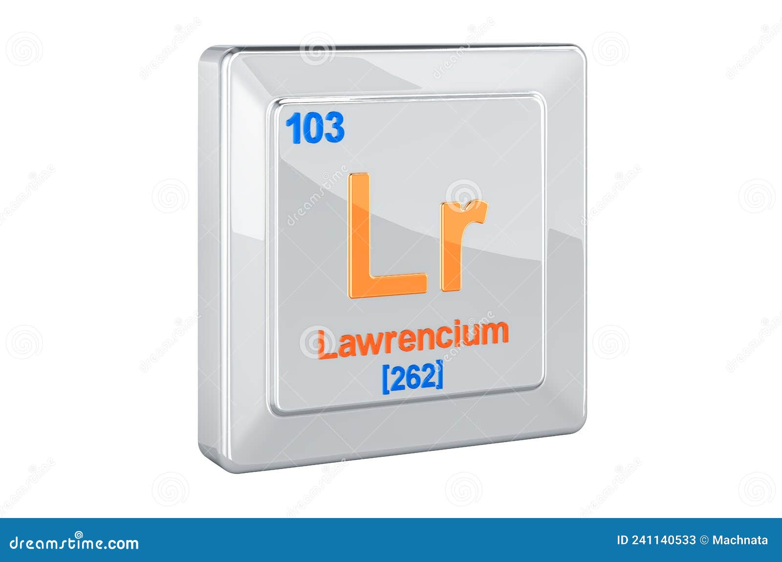 lawrencium lr, chemical  sign. 3d rendering