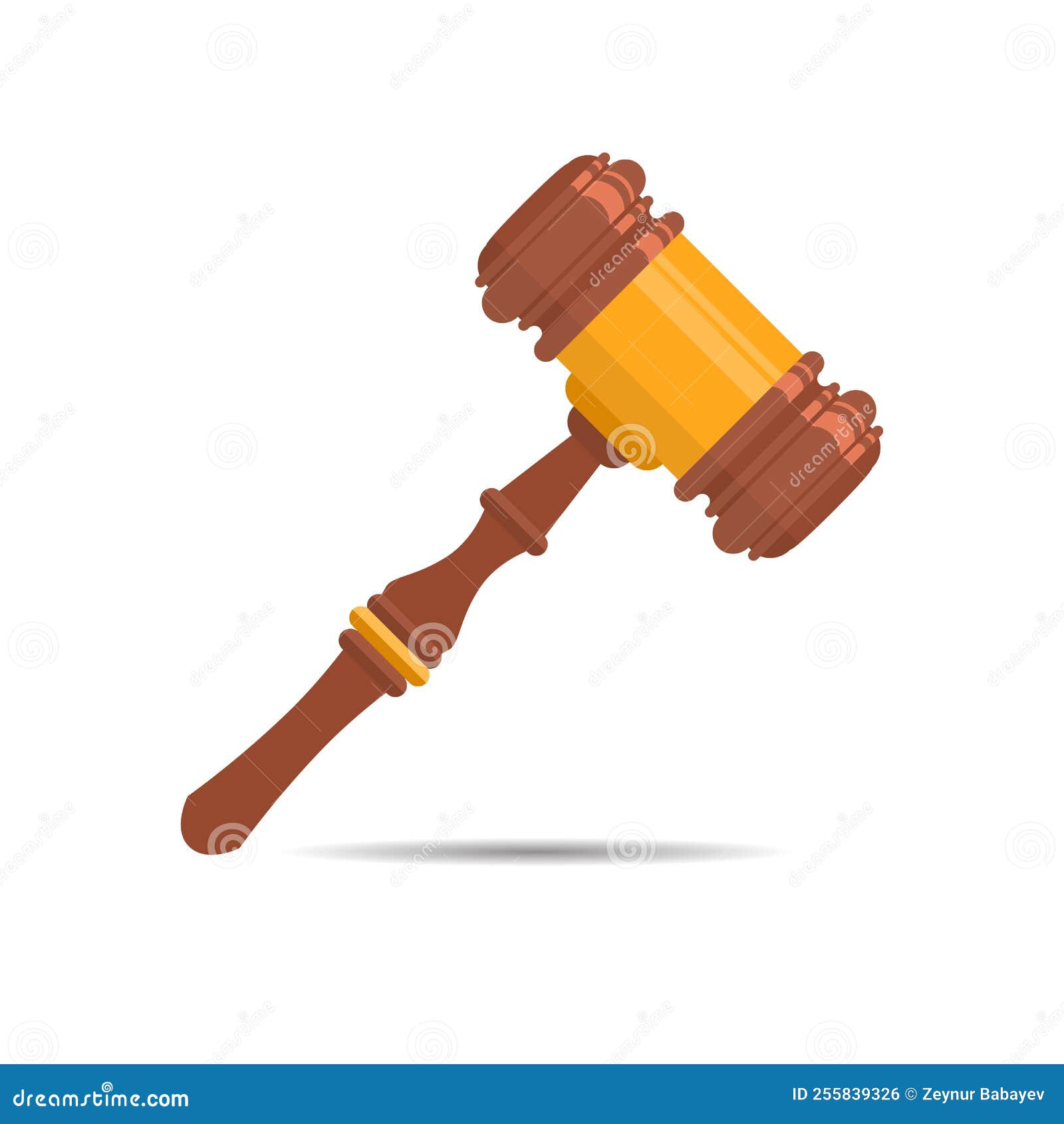 Lawyer Hammer with Solid and Flat Color Design. Stock Vector