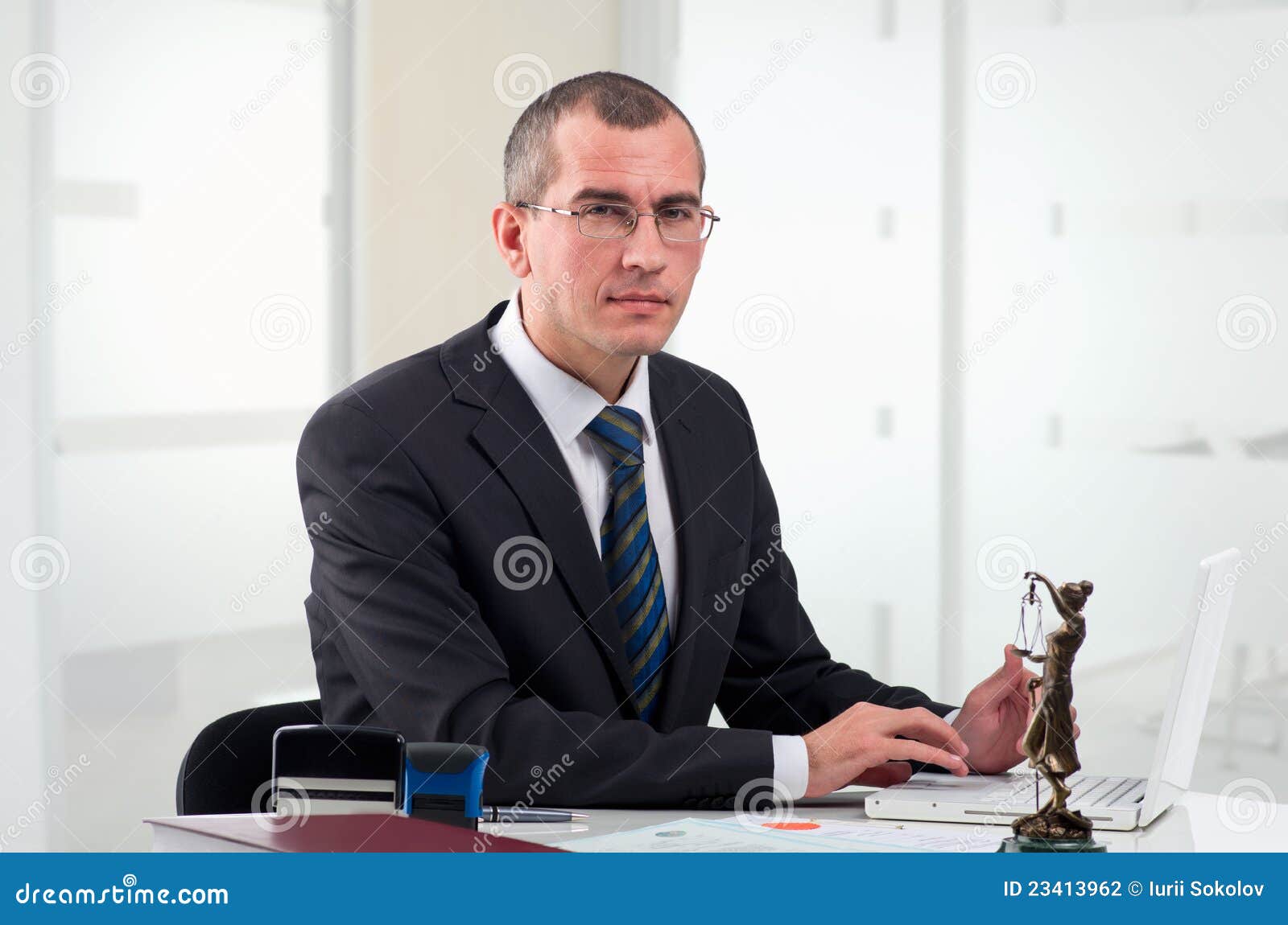 Lawyer on his workplace stock photo. Image of boss, authority 23413962