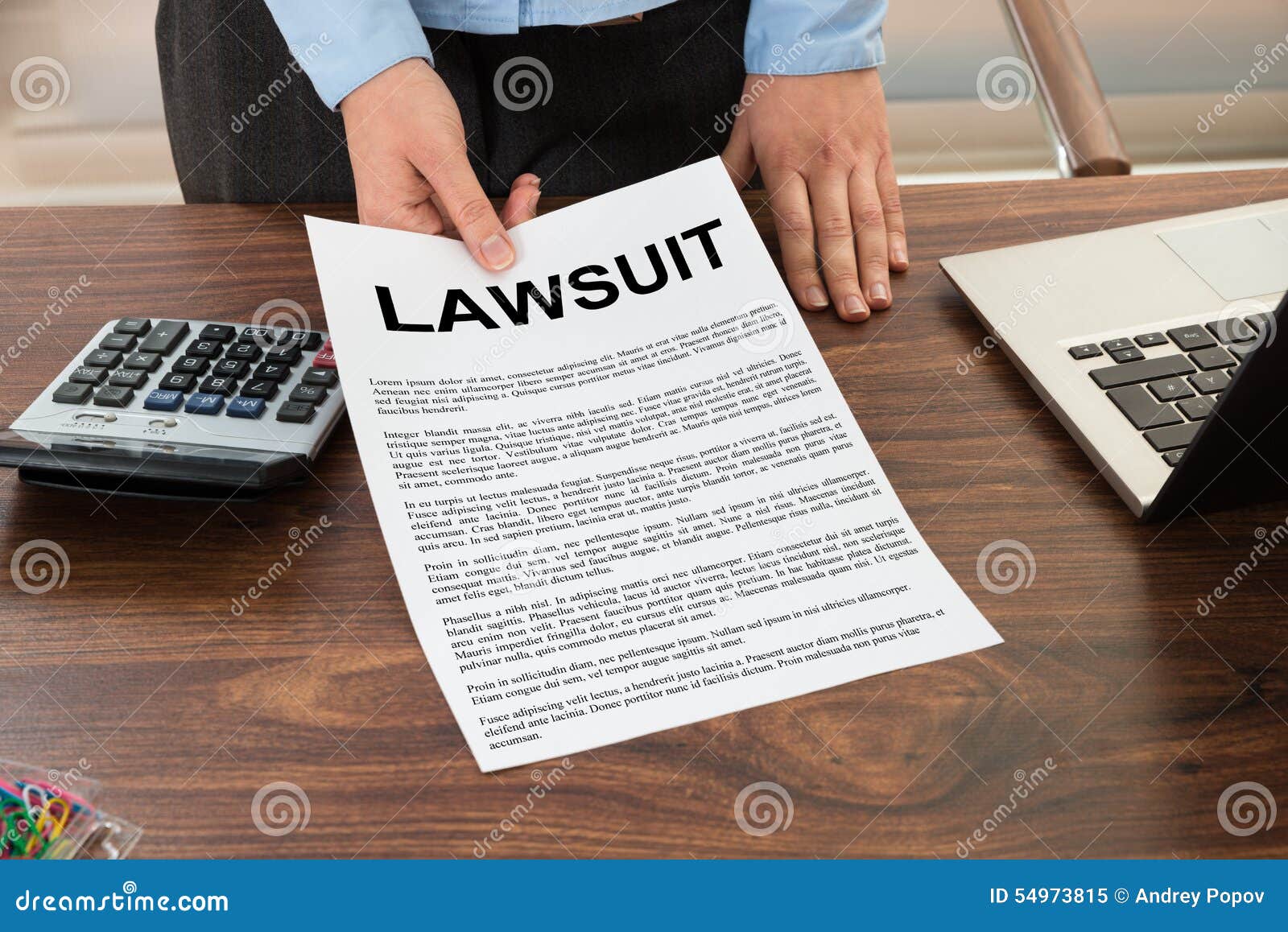 lawyer showing the lawsuit document