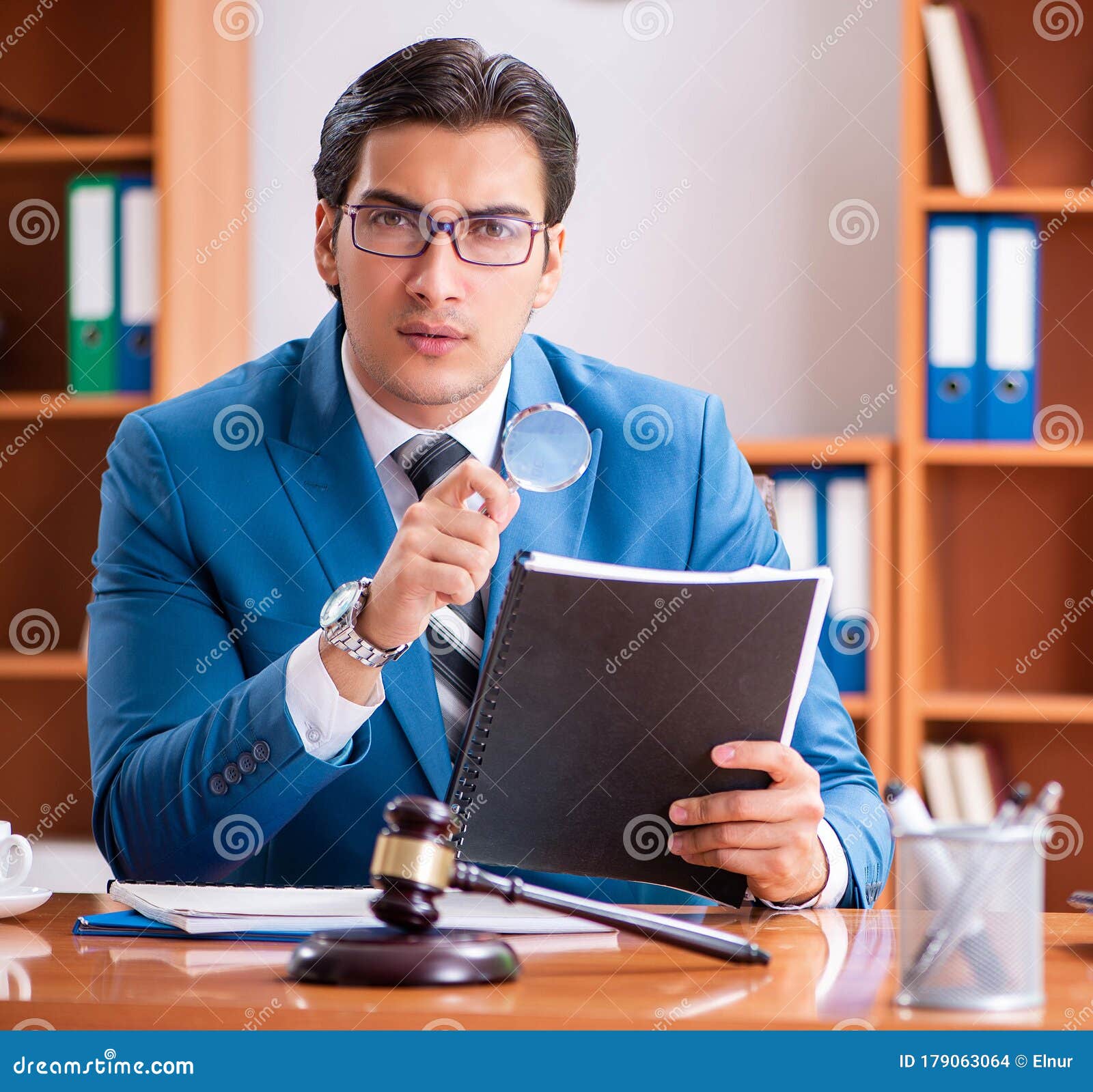 Lawyer Working in the Office Stock Photo Image of hammer, authority