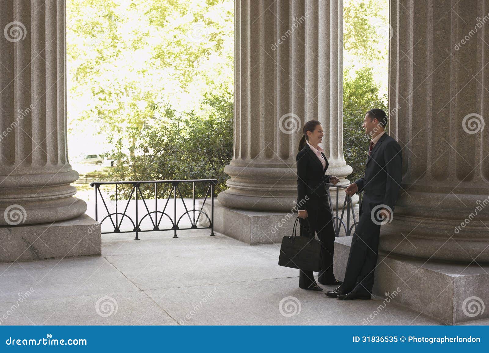 Lawyers Talking at Courthouse Stock Image Image of large, business