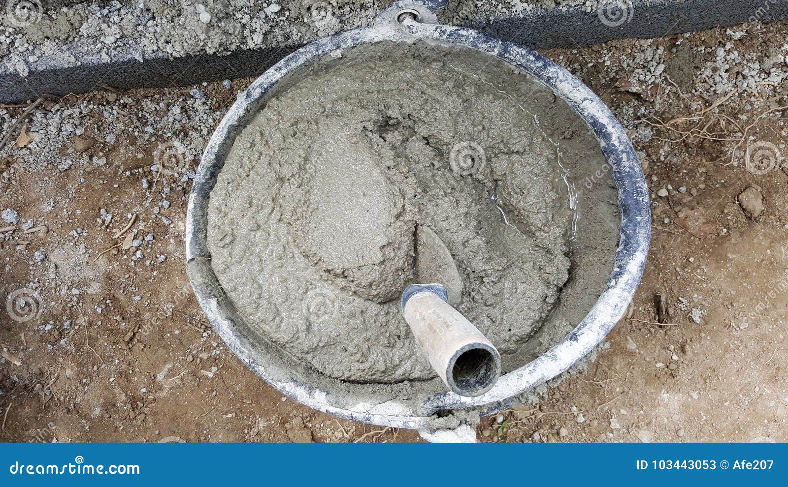 Lay Bricks with Cement Mixing Tub, Mortar Concrete Stock Image Image