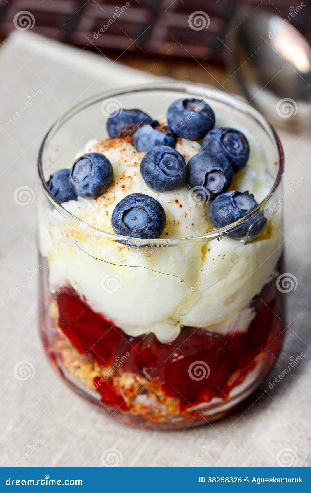 Layer Strawberry, Blueberry and Muesli Dessert Stock Photo Image of