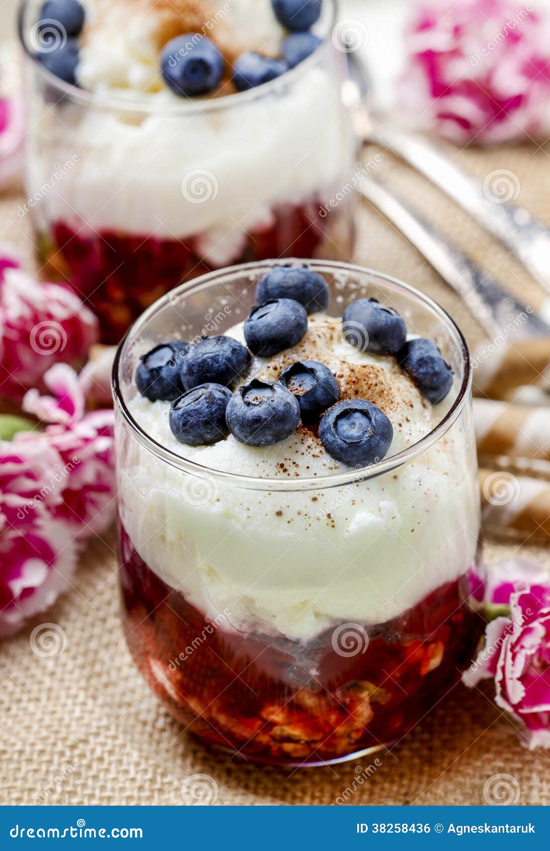 Layer Strawberry, Blueberry and Muesli Dessert Stock Photo Image of