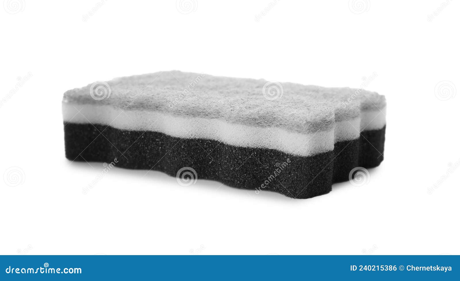 Layered Cleaning Sponge with Abrasive Scourer Isolated on White Stock