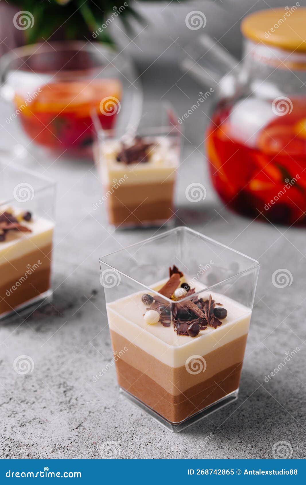 Layered Dessert Trifles in a Transparent Glasses Stock Image Image of sponge, biscuit 268742865