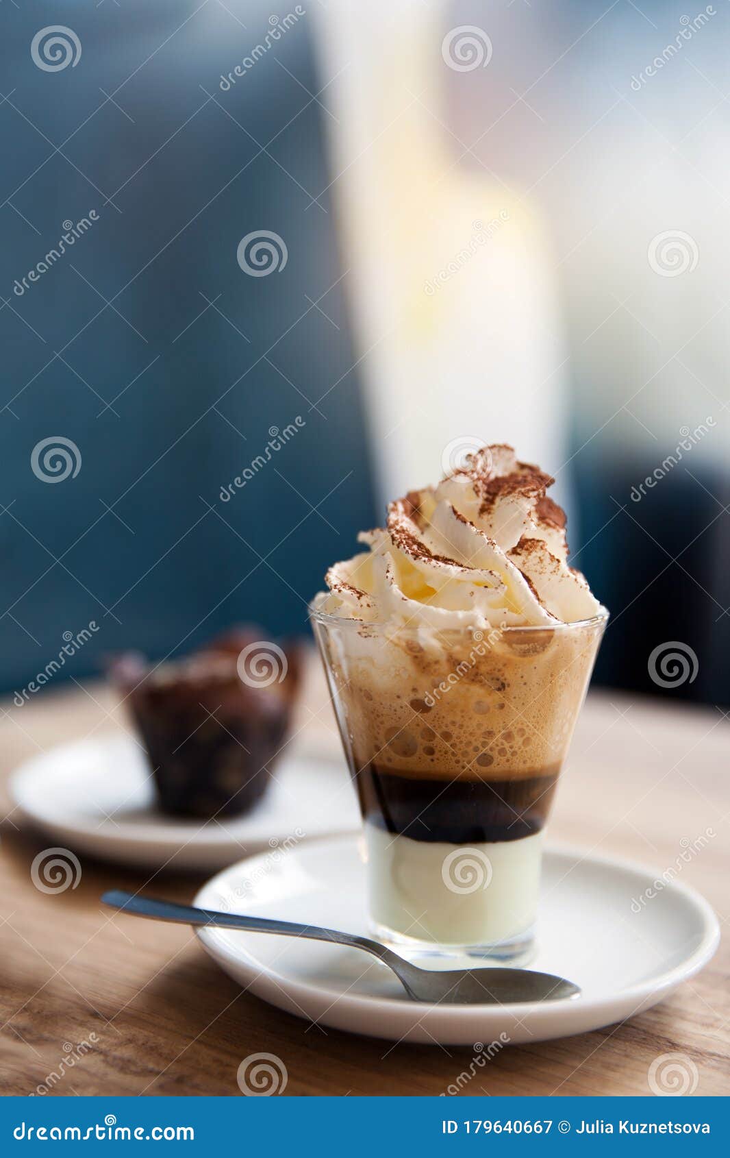 Layered Drink Based on Coffee with Whipped Cream Stock Image Image of