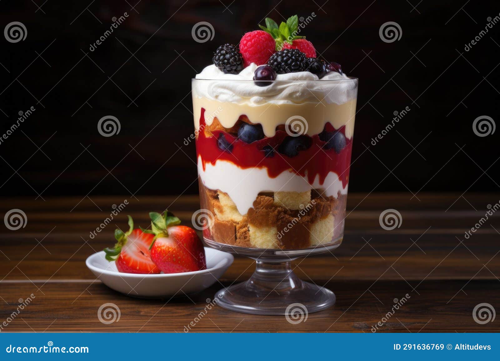 Layered Trifle with Whipped Cream and Berries Stock Image - Image of ...