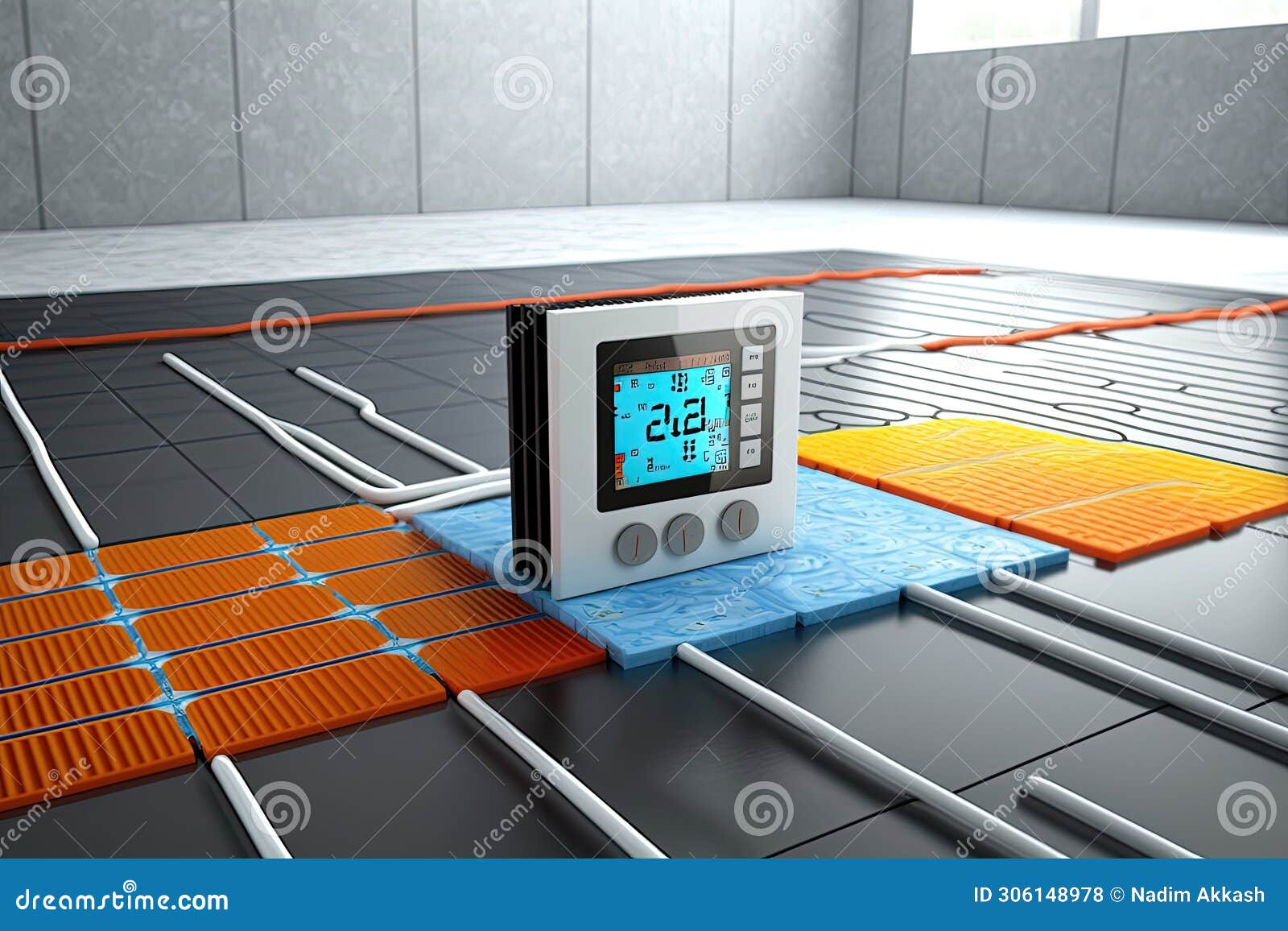 Layers Cement Tiles Ceramic System, Heating Elecric Mat Thermostat