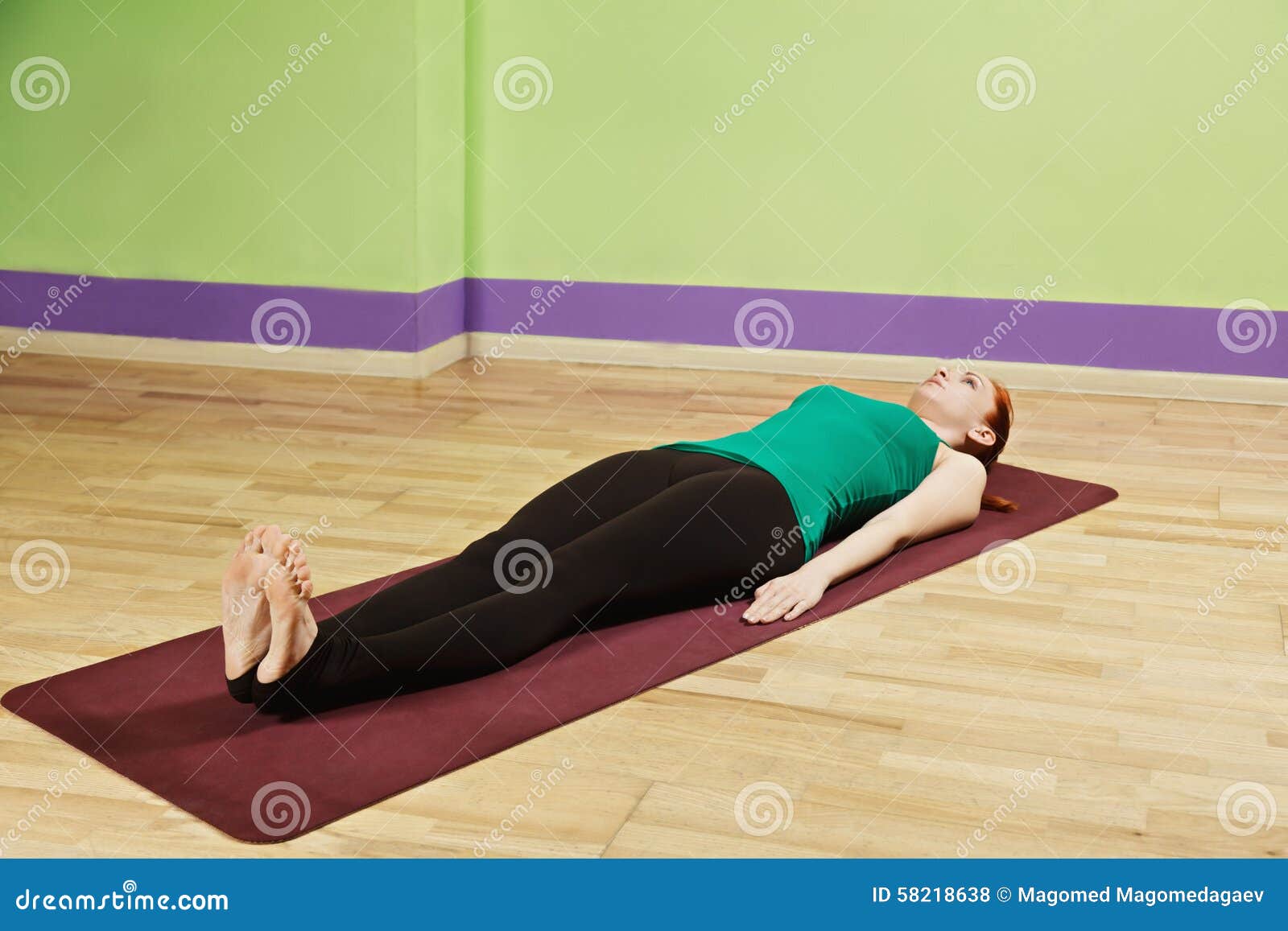 Laying down on mat pose stock photo. Image of pose, body - 58218638