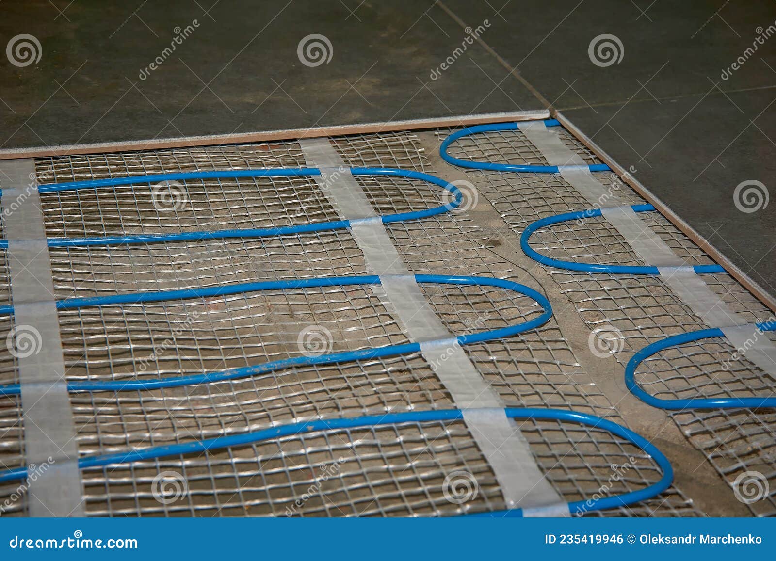 Laying an Electric Mat Under the Tiles. Warm Floor Stock Photo Image