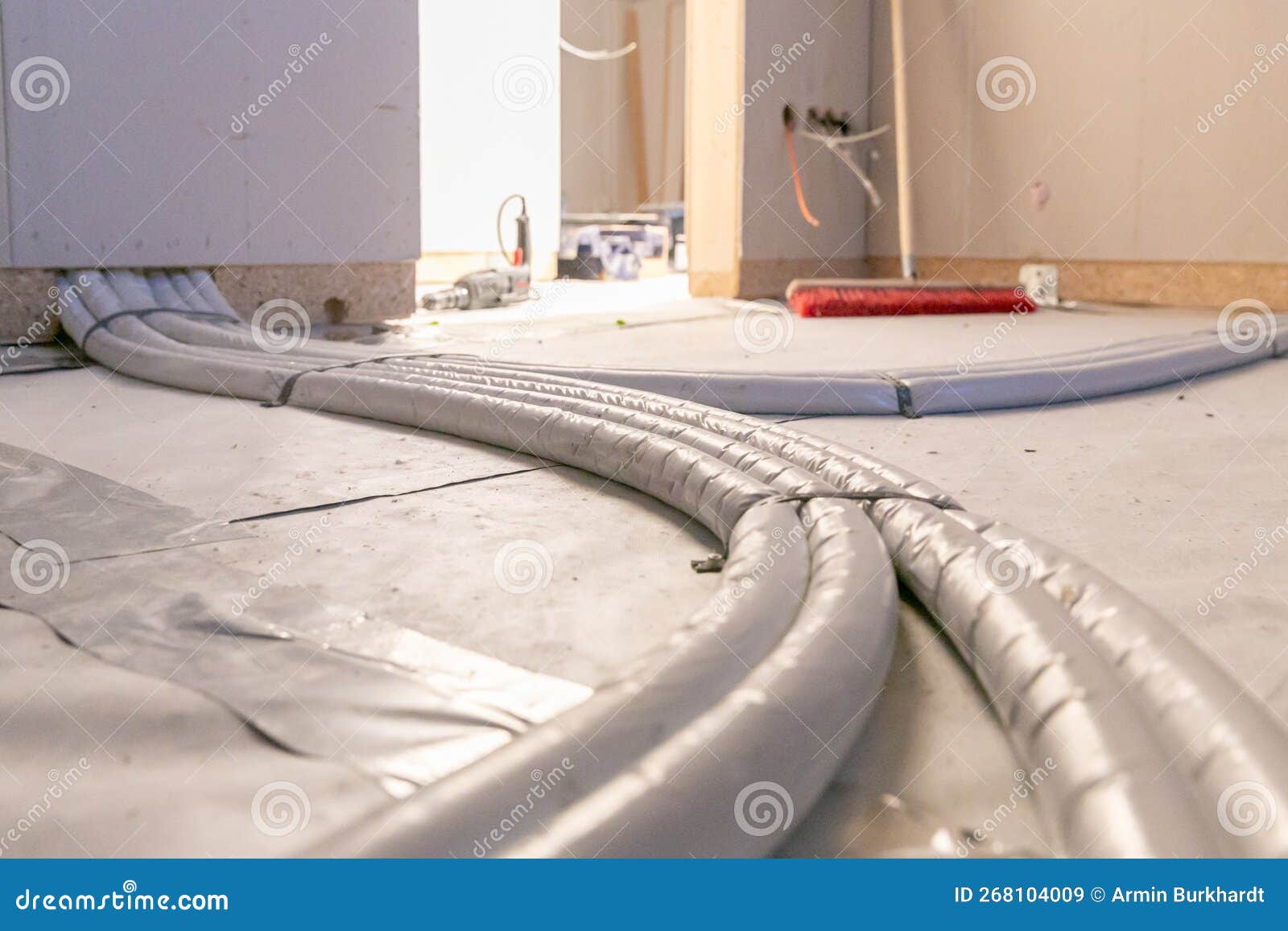 Construction of a Underfloor Heating System Stock Image Image of