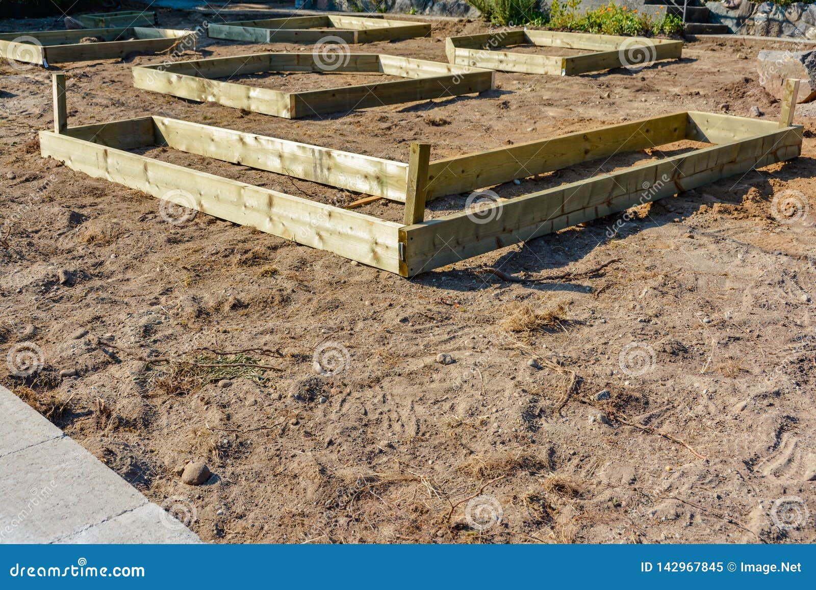 Laying Out of Garden Beds on Front Yard. Stock Image Image of season