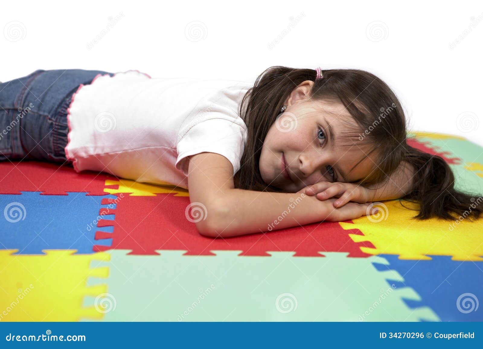 laying rubber foam carpet children play set toys studio white background 34270296