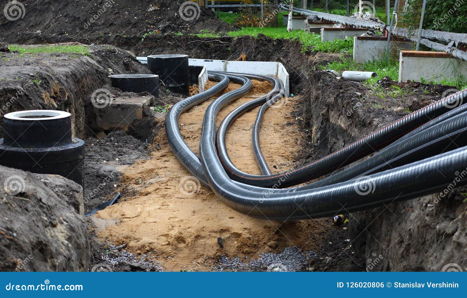 Laying of Underground Utilities Stock Photo Image of hatches