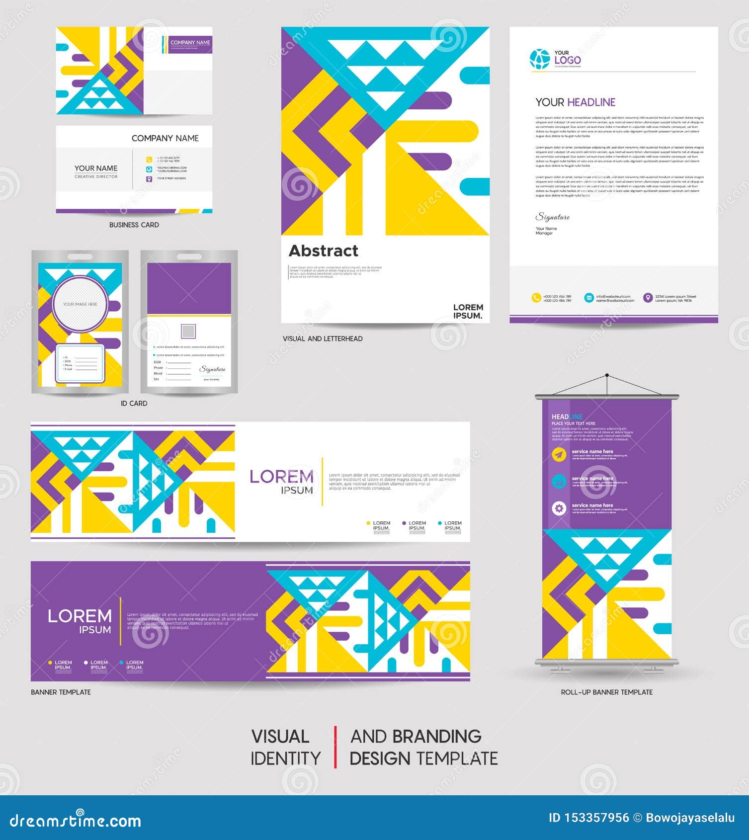 Download Free Modern Stationery Mock Up Set And Visual Brand Identity With Abstract Colorful Geometry Background Editorial Photo Illustration Of Annual Geometry 153357956 PSD Mockups.