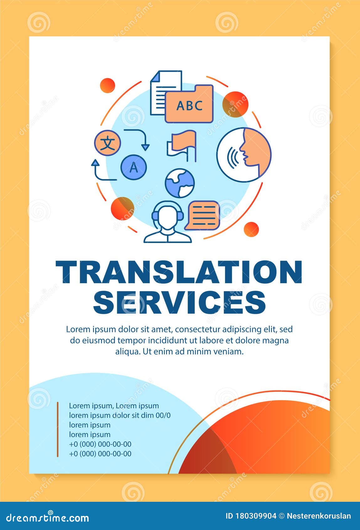 Folheto de tradução de idiomas design de modelos de design de
