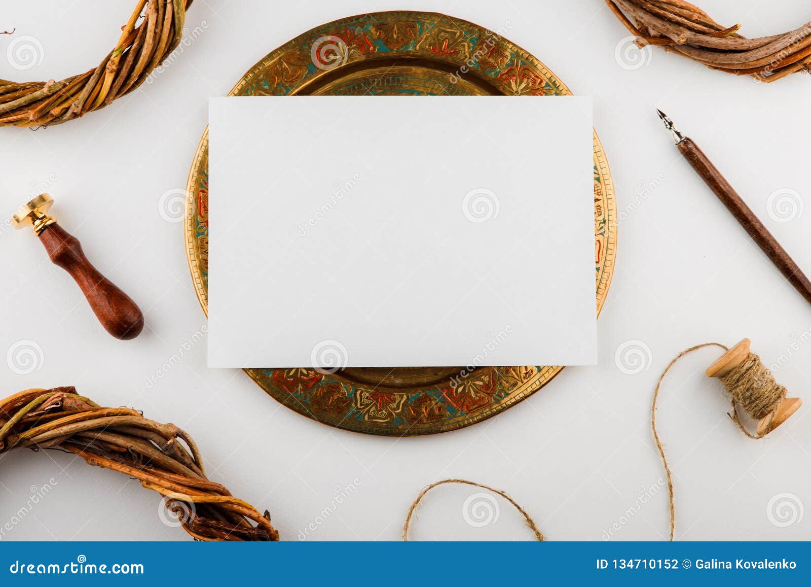 Layout for Invitations. Vintage Style with Natural Materials. Top View ...