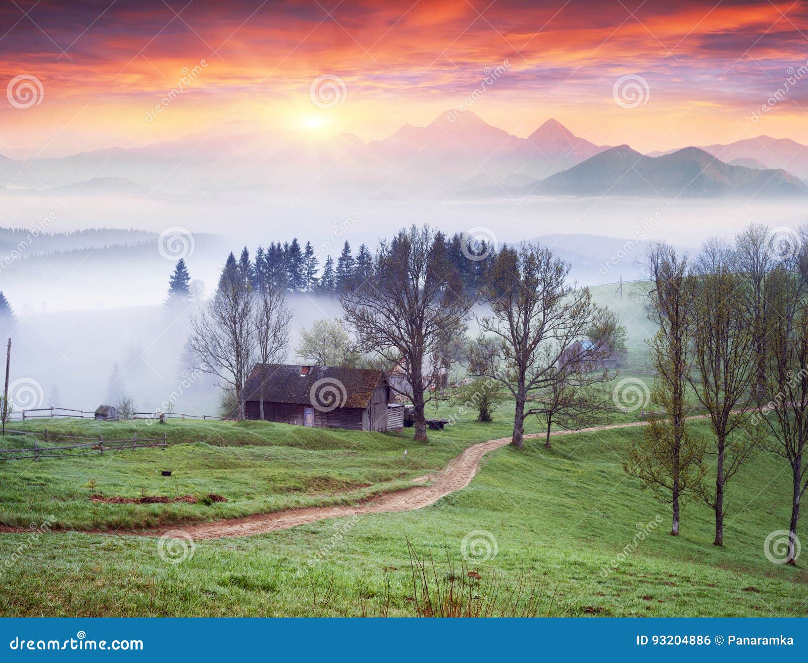 lazeyschina lazeshchyna village in the mist