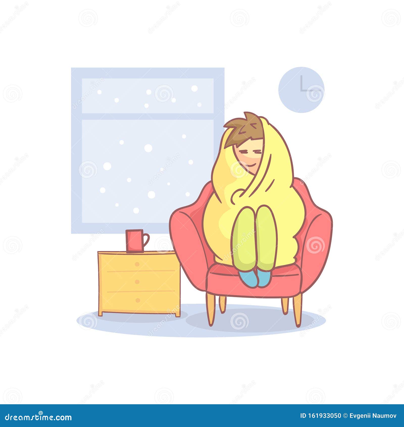Lazy Apathetic Young Man Wrapped in a Blanket Sitting in Armchair Vector  Illustration Stock Vector - Illustration of lazy, person: 161933050