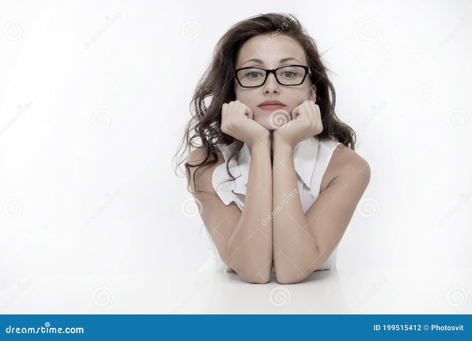 lazy school girl  on white. sexy businesslady bored at work office, copy space. tired of waiting. so boring