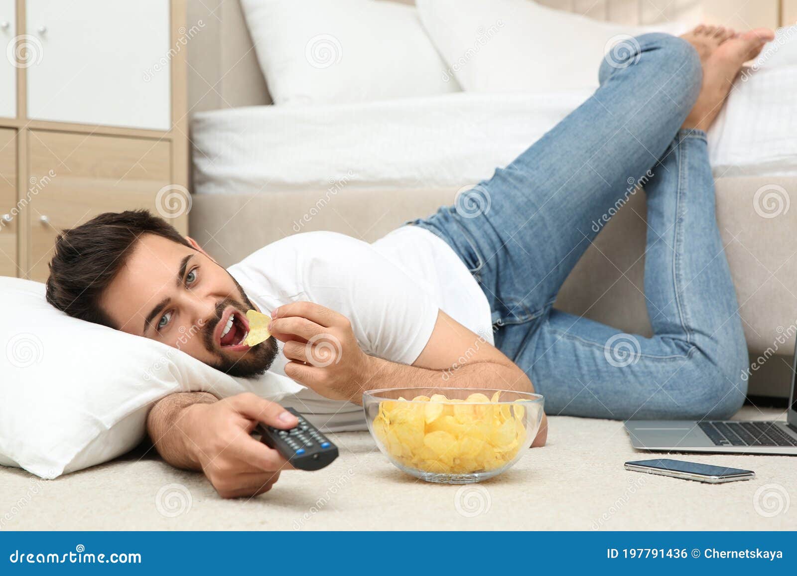 lazy person watching tv