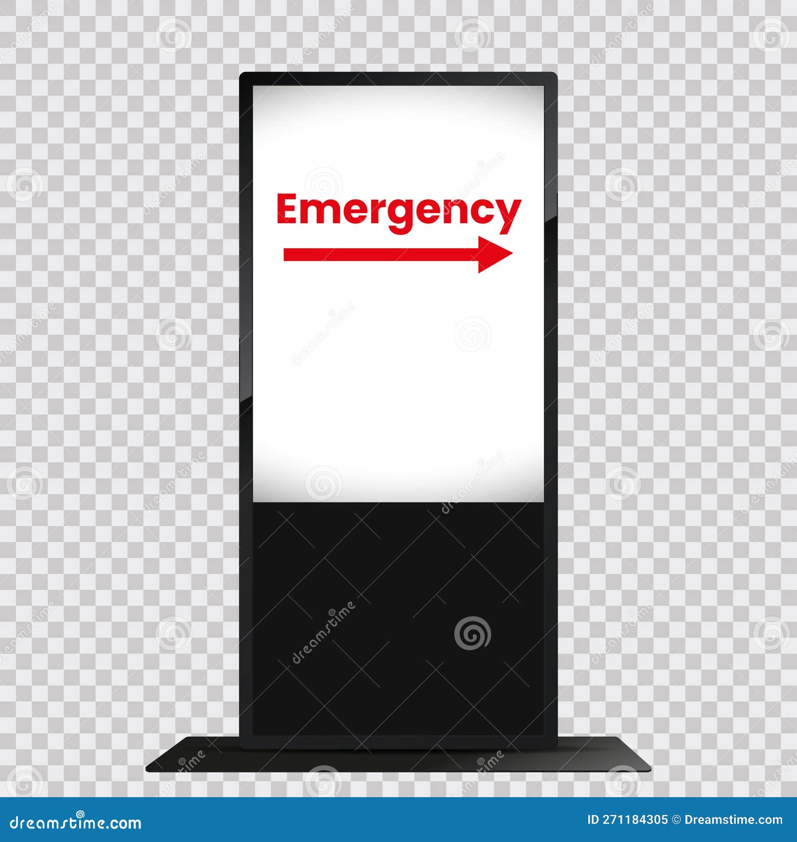 lcd display mock up on transparency background, with emergency text on screen, digital kiosk led display viewsonic, industry-