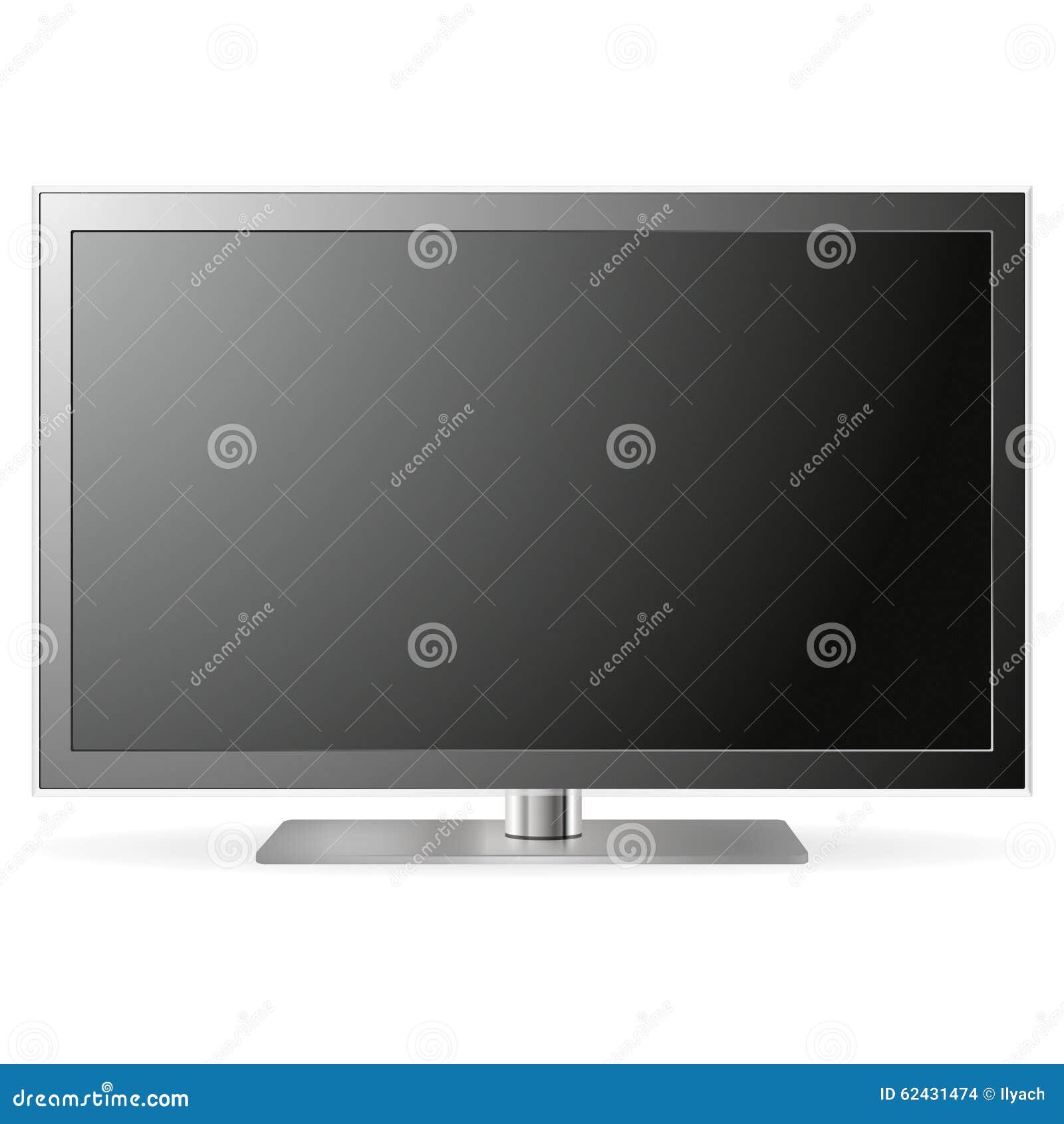LCD TV set with reflection stock illustration. Illustration of display 62431474