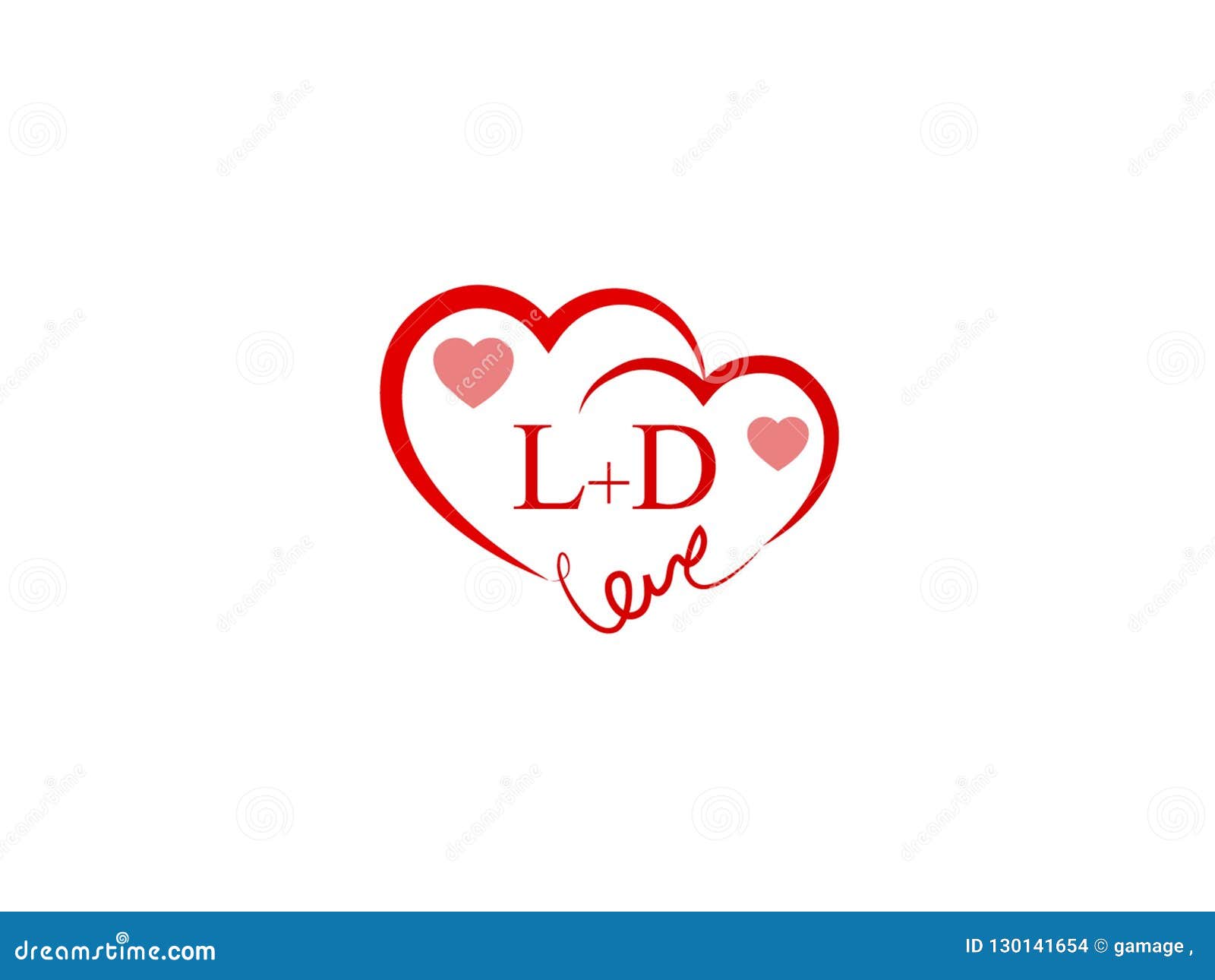 LD Initial Heart Shape Red Colored Love Logo Stock Vector Illustration of  gold, design: 130141654