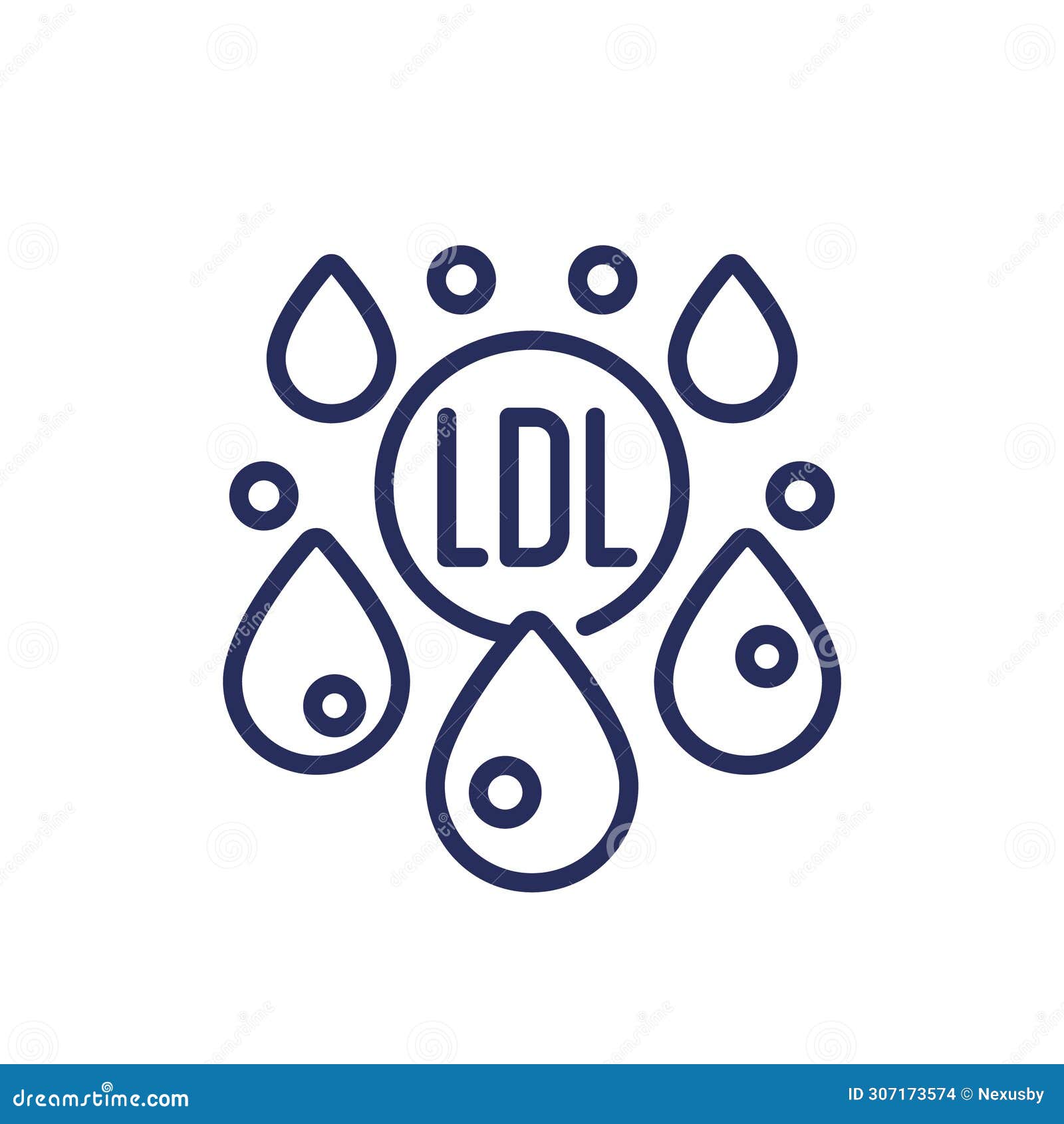 ldl cholesterol line icon, low-density lipoprotein