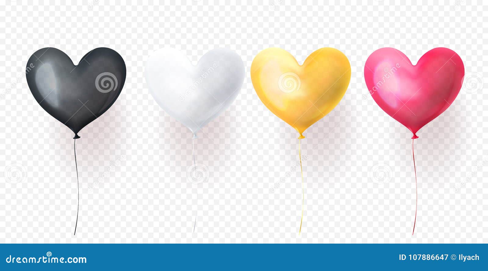 Poster Transparents ballons d'anniversaire en forme de coeur
