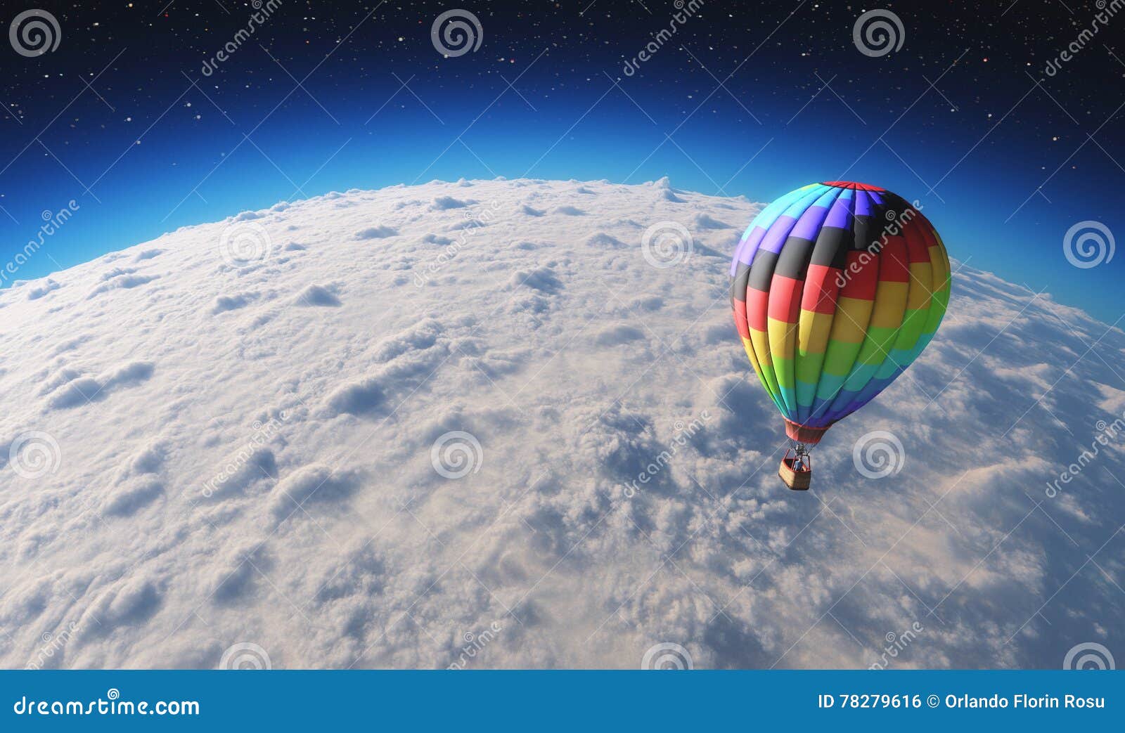 Le Ballon Volant Au-dessus De La Planète Dans L'espace Illustration Stock -  Illustration du contexte, globe: 78279616