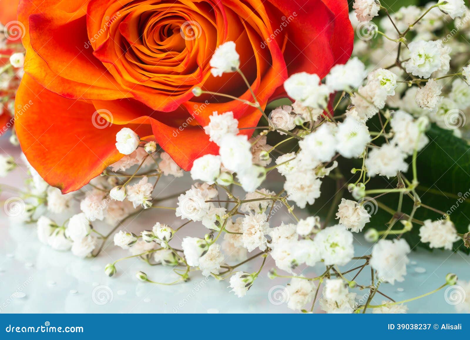 Le Bouquet De L'orange S'est Levé Avec Les Fleurs Blanches Image stock -  Image du anniversaire, centrale: 39038237